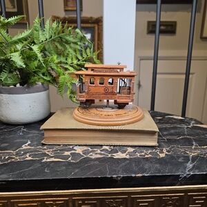 Vintage Wooden San Francisco Cable Car Music Box - Powell & Hyde St. Collectible
